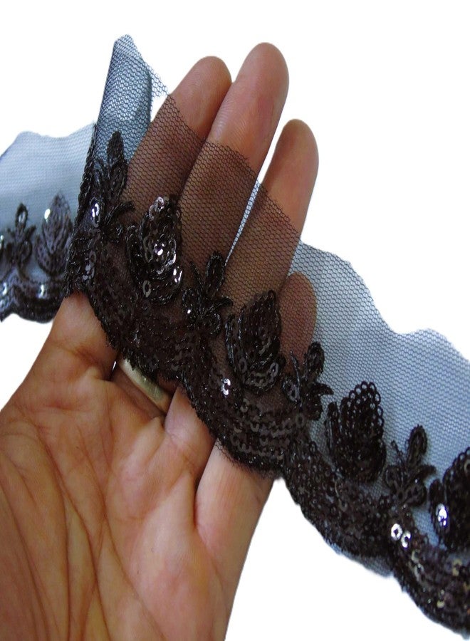 Strala Black Color Laces for Dresses, Sarees, Lehenga, Suits, Bags, Decorations, Borders, Crafts and Home Décor,Blouse (3mtr) Design-423 (1 Design) - Image 1